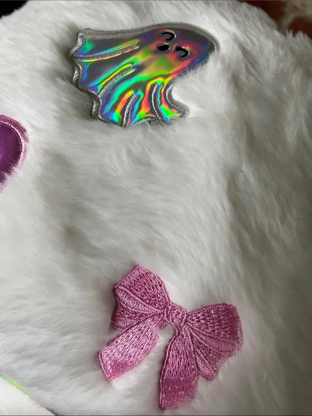 Bella Luxx White Faux Fur Kids Pillow & Throw Set with Pink Accents